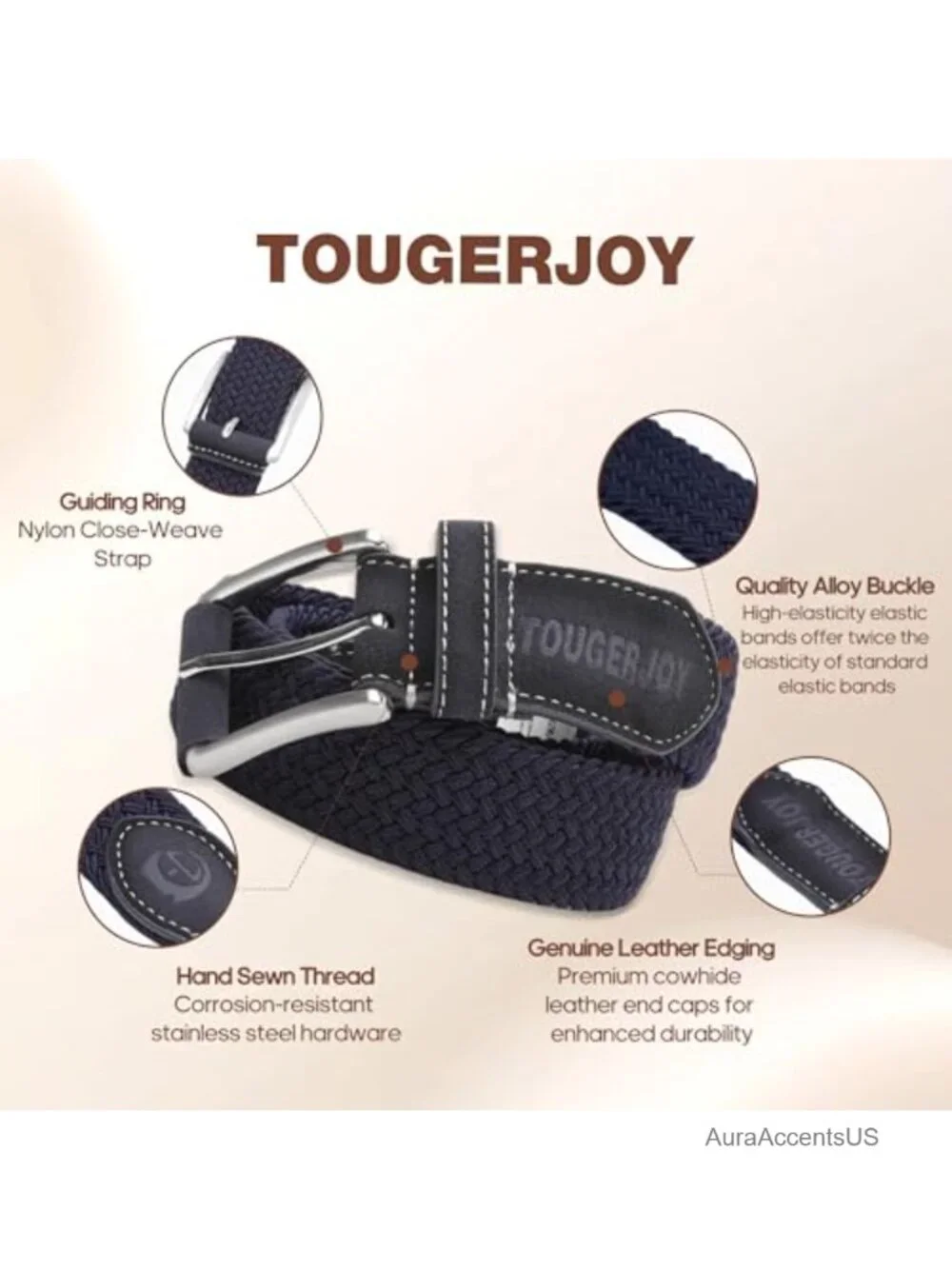 Men's Stretch Woven Belt Elastic Casual for Golf Hunting Pants Jeans